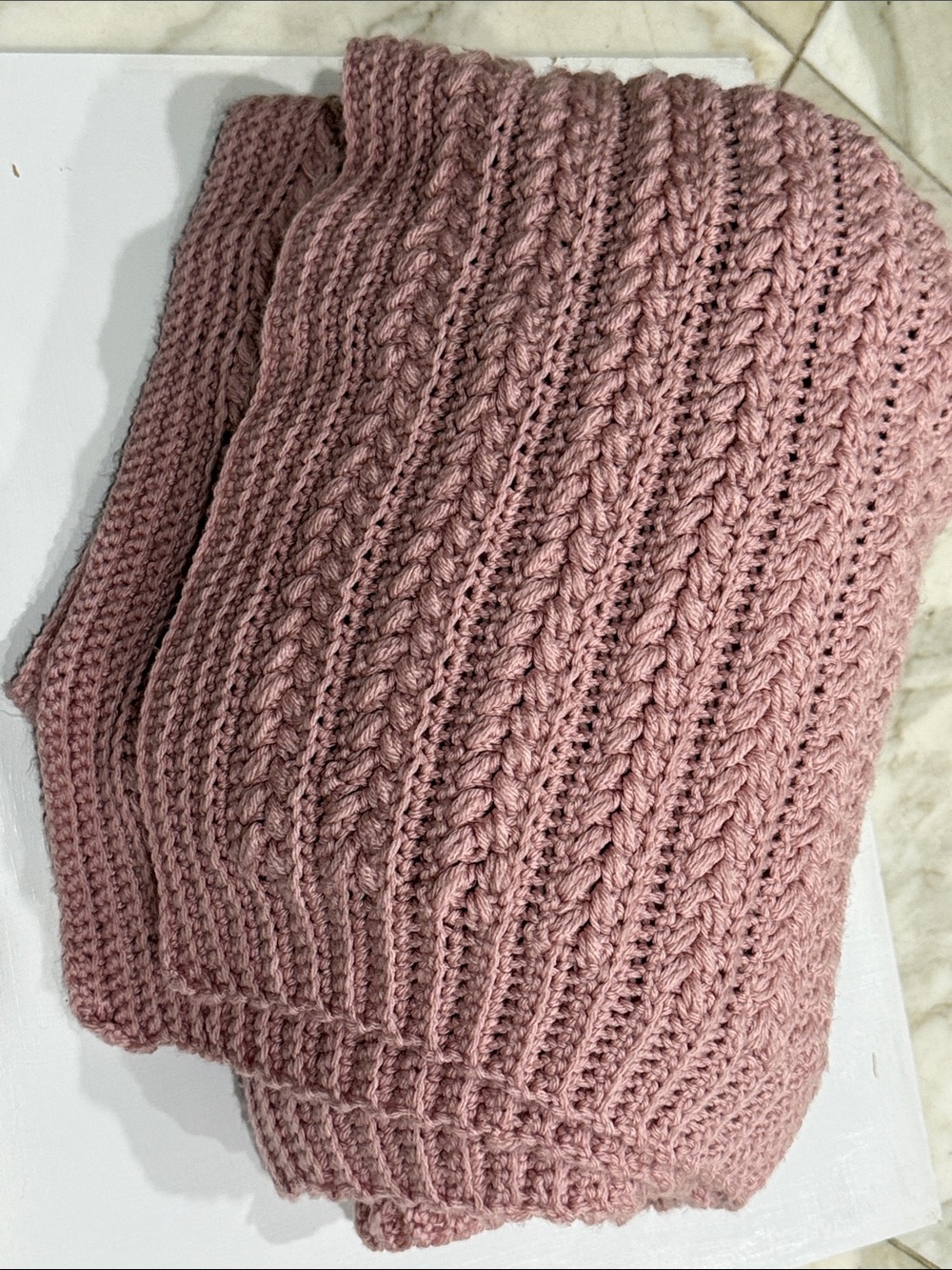 Blush Pink Crochet  🧶 Knit Throw Blanket 62” by 40” stunning